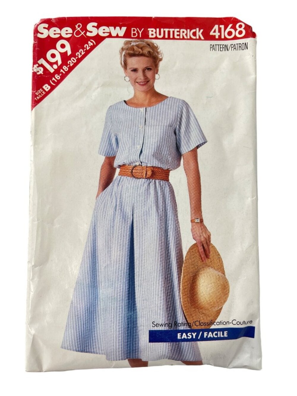80s Butterick 4168 Sewing Pattern Size 16-24 See & Sew Petite Dress Vintage CUT